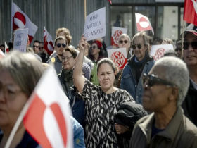 Greenlanders protest Trump outside the new American consulate in Nuuk against growing US influence in Greenland.