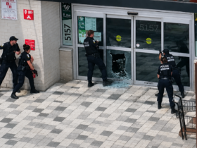 Montreal Shooting scene as police investigate a deadly attack in Montreal, Canada.