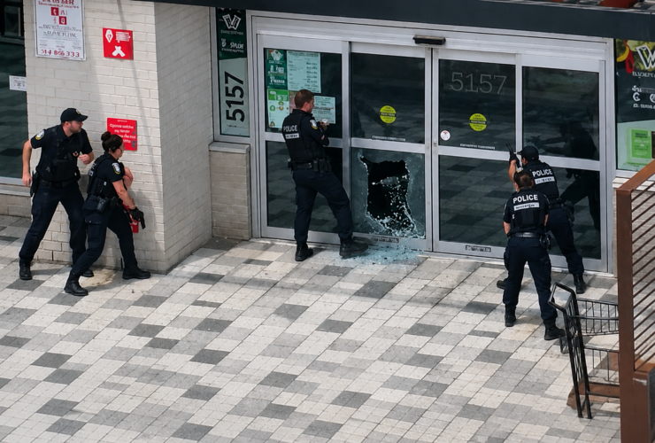 Montreal Shooting scene as police investigate a deadly attack in Montreal, Canada.