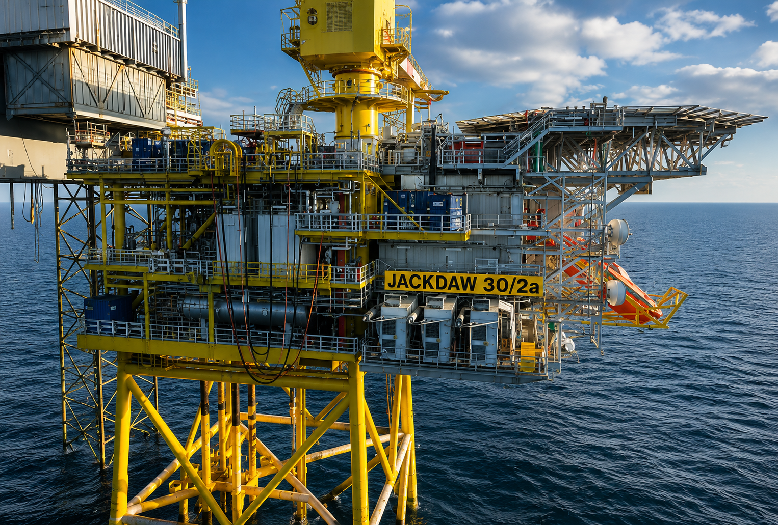 North Sea offshore gas infrastructure linked to the Jackdaw gas field development.