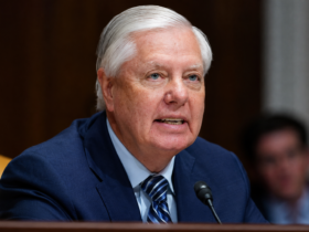 US Senator Lindsey Graham speaking during a political event before his death following a brief and sudden illness.