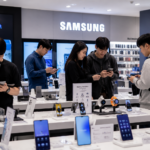Samsung Electronics headquarters as the company reports record profits driven by AI memory chip demand.